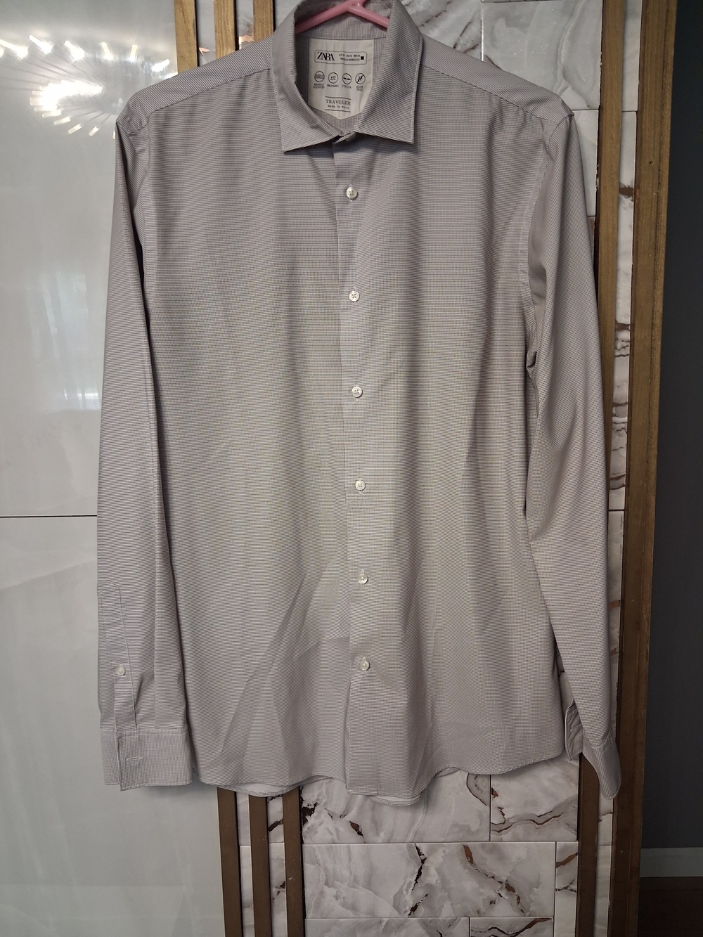 Zara Men’s Light Gray Long-Sleeve Dress Shirt